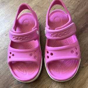 Crocs Crocband Sandals Shoes Kids Girls Size C9 Pink Hook Loop Strap Water Beach